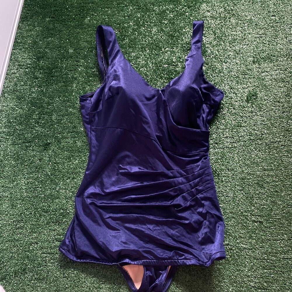 Vtg Maxine Of Hollywood Swimsuit Dress Womens One Piece Swimdress Sz 14
